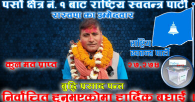 पर्सा क्षेत्र नं. १ मा बुद्धि प्रसाद पन्त २७,२७४ मतसहित निर्वाचित