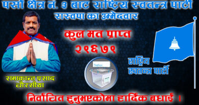 पर्सा क्षेत्र नं. ३ मा RSP का चौरसिया विजयी