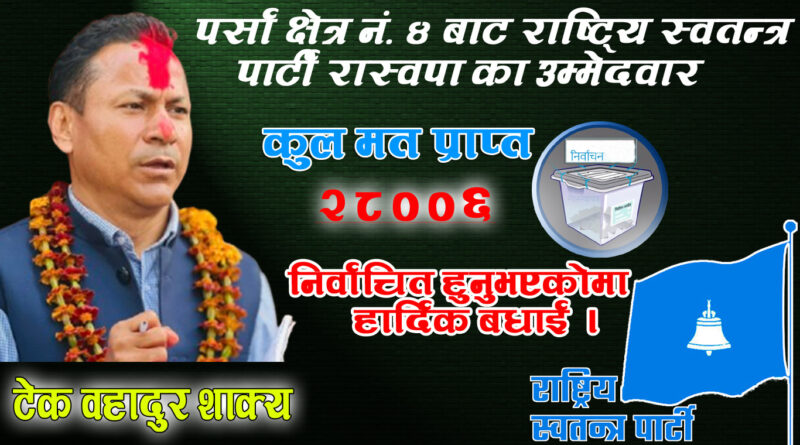 पर्सा–४ मा RSP का टेक बहादुर शाह विजयी