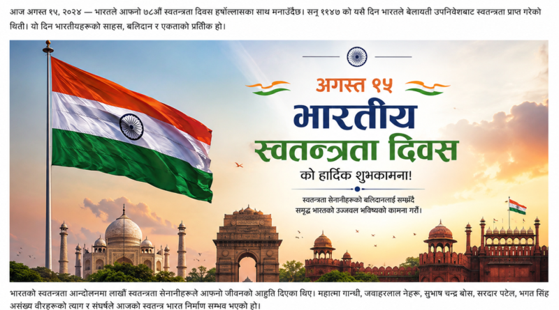 भारतको ८०औँ स्वतन्त्रता दिवस लालकिल्लाबाट फहराइयो तिरंगा