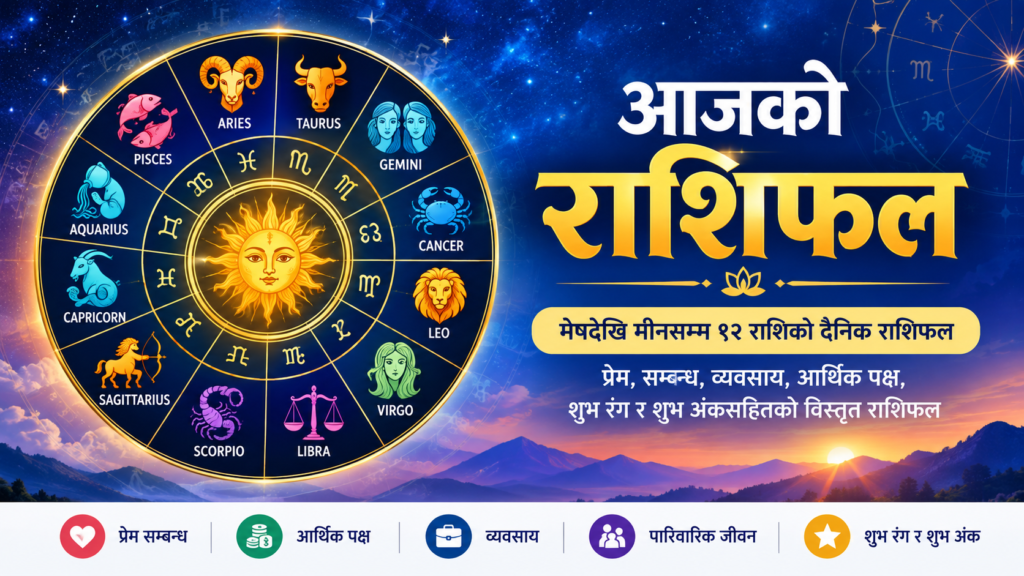 १४ आश्विन २०८३ बुधवार मेषदेखि मीनसम्म १२ राशिको दैनिक राशिफल