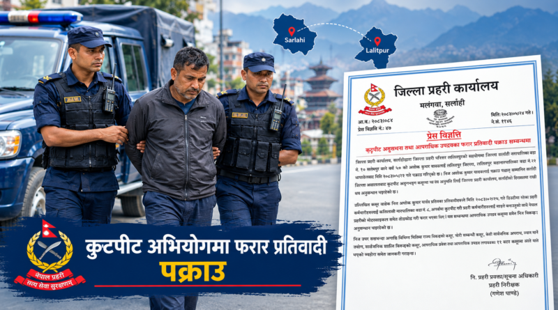 ललितपुरमा प्रहरीमाथि कुटपिट गर्ने फरार प्रतिवादी सर्लाहीमा पक्राउ